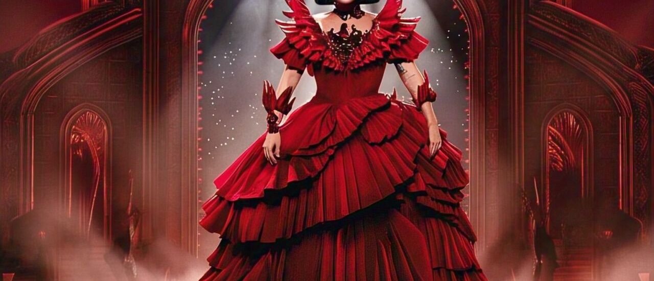 Lady Gaga Coachella 2025 performance in gothic glam, with her signature dramatic fashion.