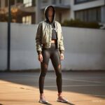 ull-body view of a model wearing the Under Armour Courtside Collection, featuring stylish activewear designed for performance and versatility.