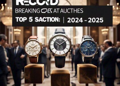 "Top 5 record-breaking luxury watches sold at auction in 2024–2025, featuring rare Rolex, Patek Philippe, and Philippe Dufour timepieces."