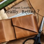 Close-up of vegan leather bags and accessories made from sustainable materials