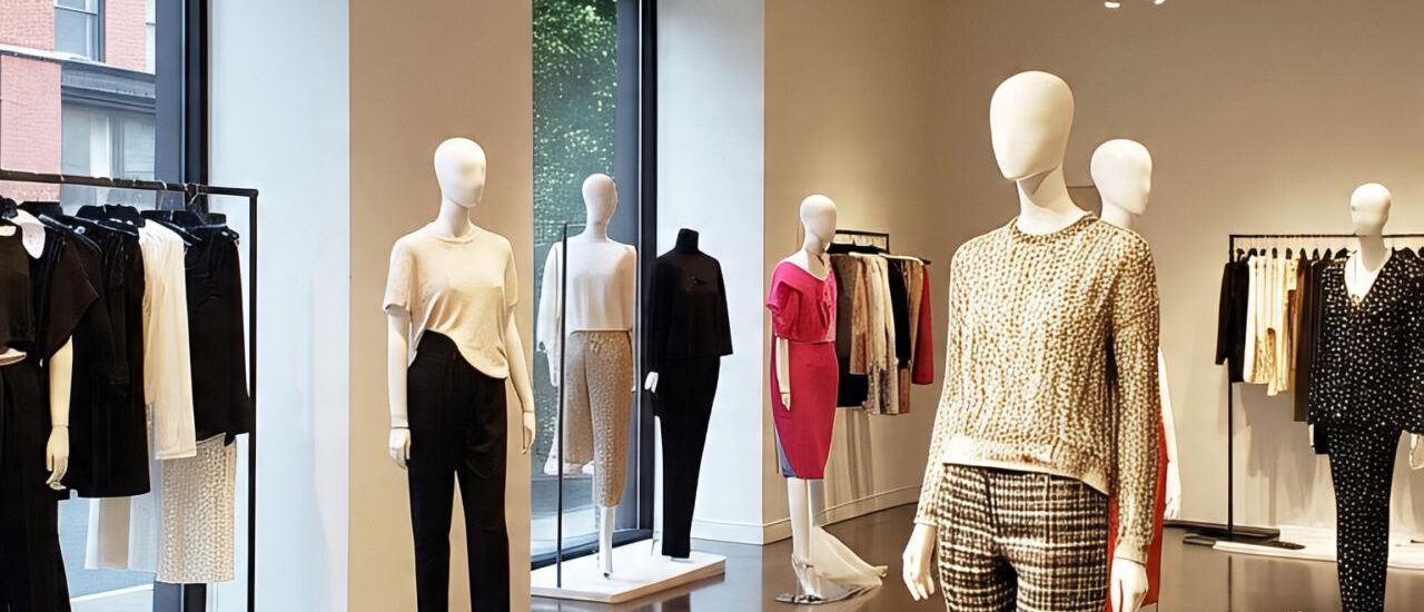 Fashionable woman browsing rented clothing options from a digital wardrobe service