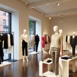 Fashionable woman browsing rented clothing options from a digital wardrobe service