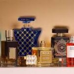 Top 10 luxury perfumes of 2025 displayed elegantly, featuring premium bottles and designer fragrance brands.