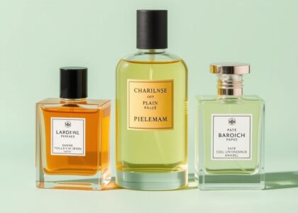 Elegant display of imported perfume bottles arranged on a luxurious surface, highlighting their premium packaging and sophisticated design.