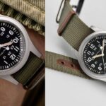 A 2025 smart mechanical watch combining classic analog design with modern digital technology, showcasing a sleek stainless steel body and a visible mechanical movement.