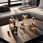 Collection of top 7 long-lasting fragrances of 2025 including men's and women's perfumes arranged aesthetically