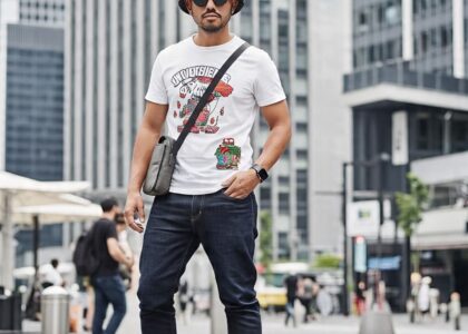 Trending men’s accessories 2025 including smart watch, utility bag, and bold sunglasses