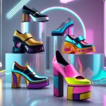 Footwear Trends 2025 featuring retro sneakers, platform shoes, and futuristic styles"