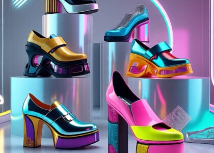 Footwear Trends 2025 featuring retro sneakers, platform shoes, and futuristic styles"