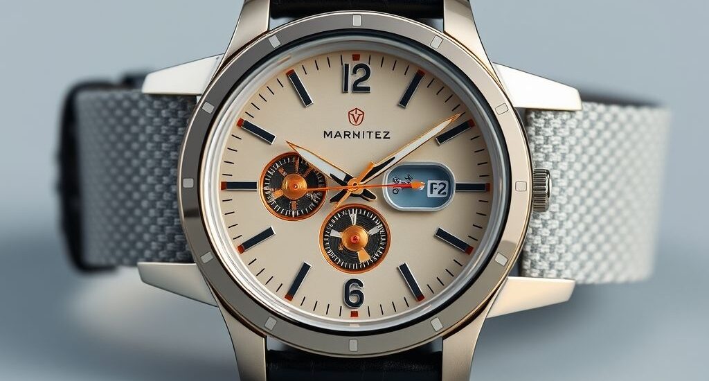 A 2025 smart mechanical watch combining classic analog design with modern digital technology, showcasing a sleek stainless steel body and a visible mechanical movement.