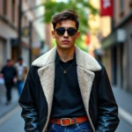 A person showing fashion as self-expression through a unique outfit in an urban setting