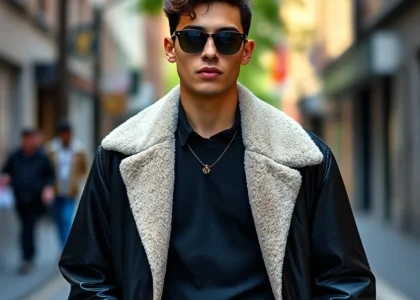 A person showing fashion as self-expression through a unique outfit in an urban setting