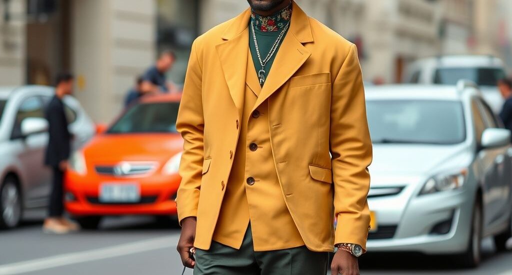 A group of stylish young adults confidently walking through a city street wearing bold 2025 streetwear trends including oversized silhouettes, vibrant colors, futuristic sunglasses, and statement accessories in a global urban setting.