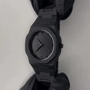Arabic Aura Watch on wrist with sleek all-black design