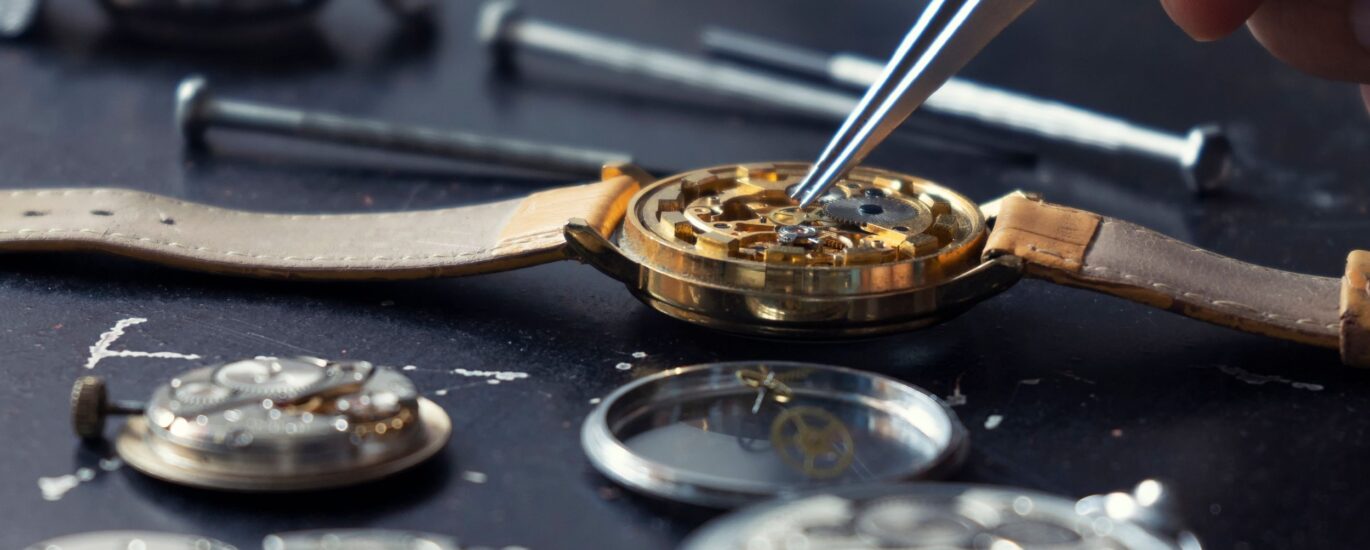 Close-up of luxury watch with a focus on care & maintenance details.