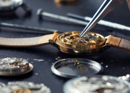 Close-up of luxury watch with a focus on care & maintenance details.