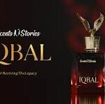 Iqbal Scents N Stories perfume bottle styled with natural elements in warm lighting