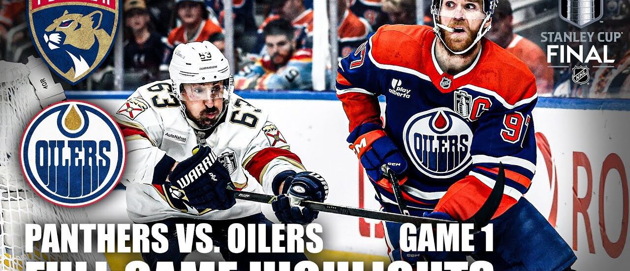 Florida Panthers and Edmonton Oilers face off during the 2025 Stanley Cup Final with players battling for the puck on the ice