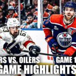 Florida Panthers and Edmonton Oilers face off during the 2025 Stanley Cup Final with players battling for the puck on the ice