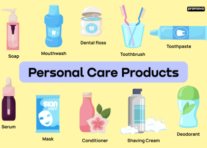 Daily skincare flat-lay featuring beauty products list essentials like cleanser, moisturizer, sunscreen, and fragrance in Pakistan.