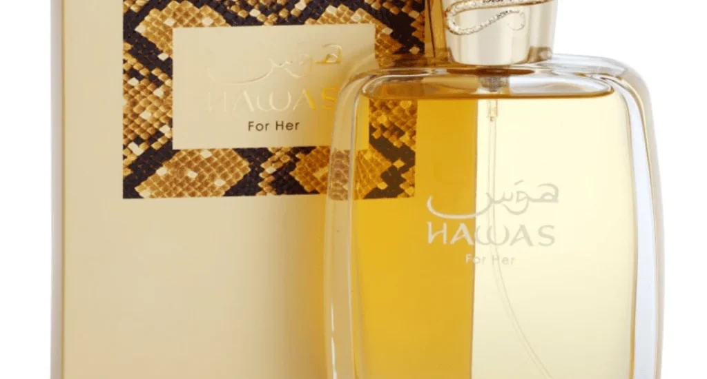 Rasasi Hawas for Her Review – feminine perfume bottle with elegant floral accents