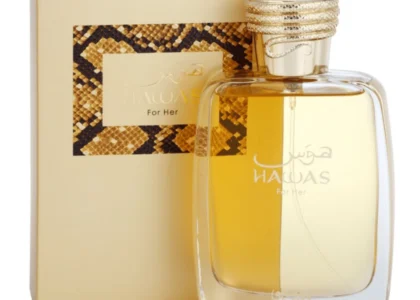 Rasasi Hawas for Her Review – feminine perfume bottle with elegant floral accents