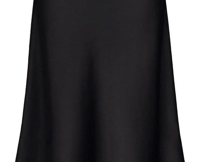 Stradivarius Satin Slip Skirt 2025 styled with minimal jewelry and white sneakers.