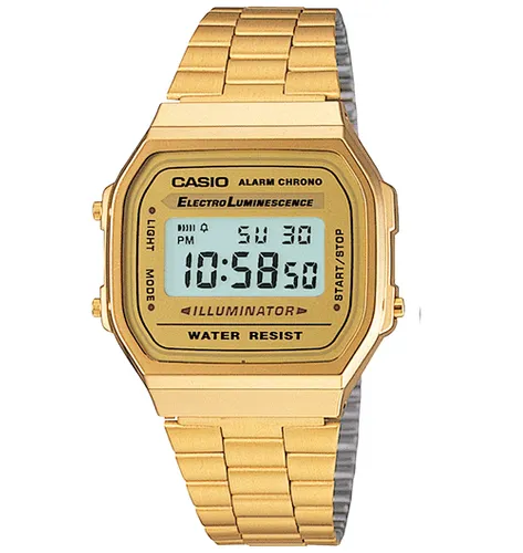 Casio Vintage Gold A168WG Watch on wrist with streetwear outfit