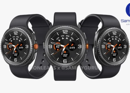 A person wearing the Samsung Galaxy Watch 8 while jogging, showing its sleek round display and fitness tracking features.