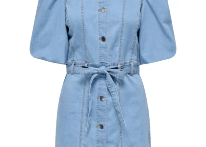 H&M Balloon Sleeve Denim Dress styled for summer 2025 with urban streetwear accessories